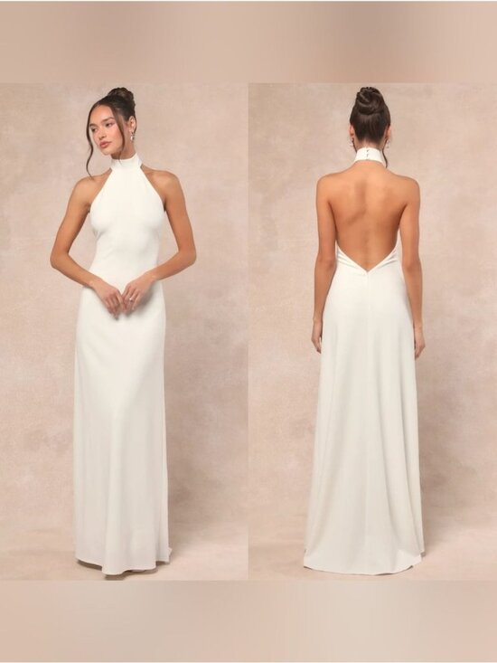 Lulus Dresses & Skirts - Lulus Alaura White Backless Halter Maxi Dress Wedding Bridal Party Formal XL